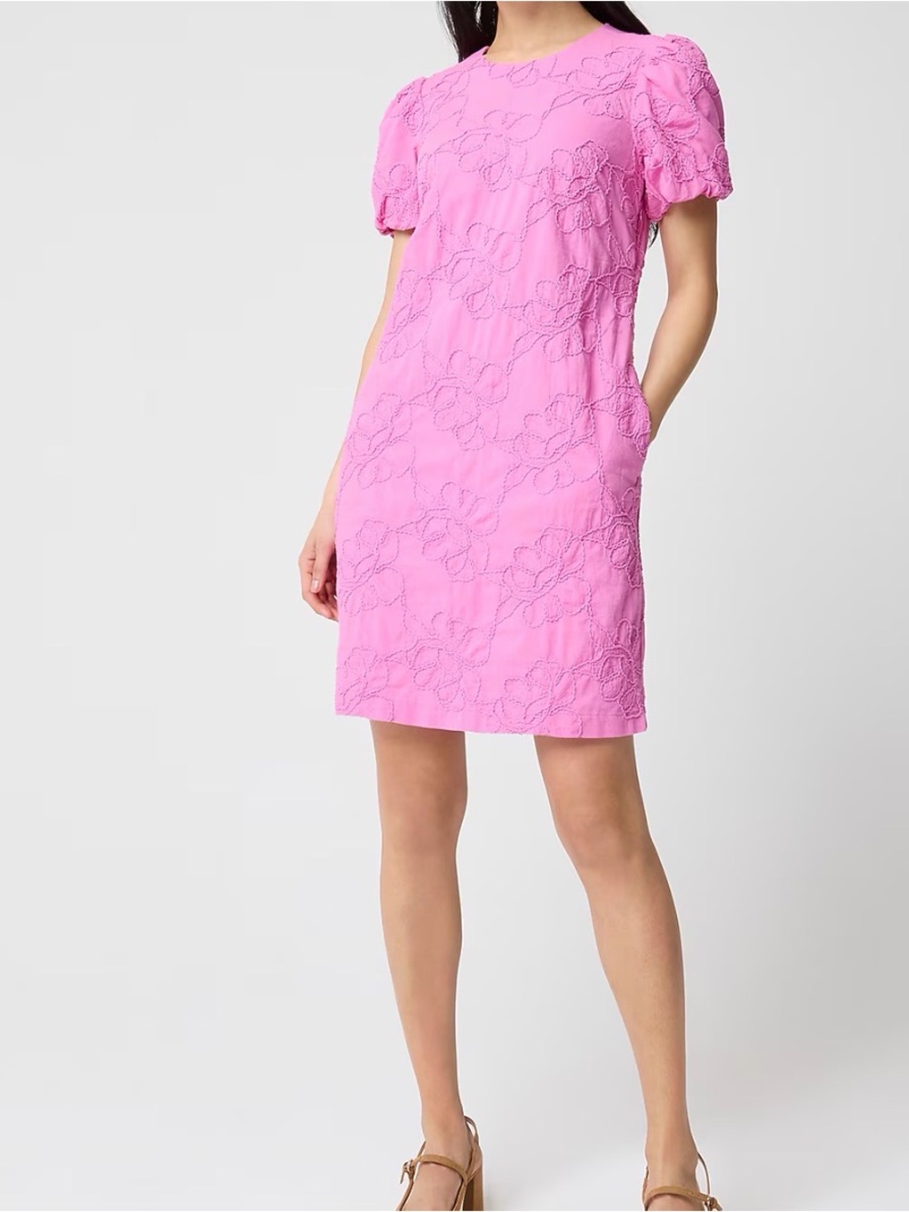 J. Crew Embroidered Puff Sleeve Mini Dress